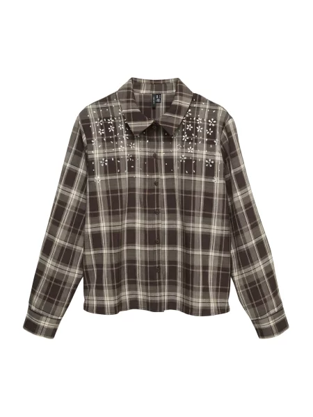 VERO MODA Bluză VMSANITA crem / deschis / închis / argintiu maro