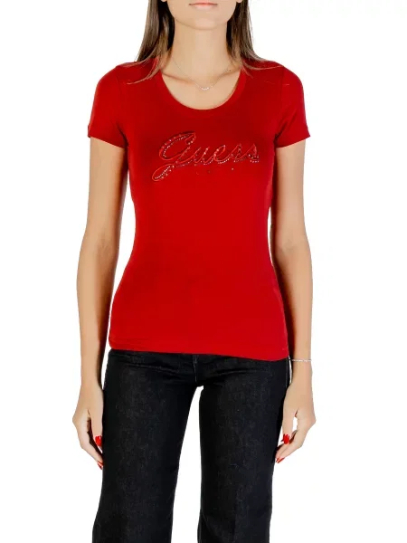 Тениска Guess дамска бордо черно
