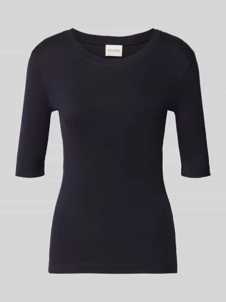 T-shirt z okrągłym dekoltem i rękawem o dł. Closed granatowa