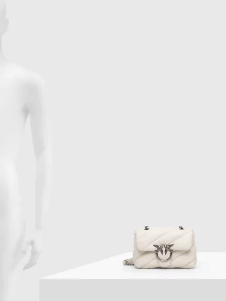Pinko чанта crossbody дамска от кожа бяло