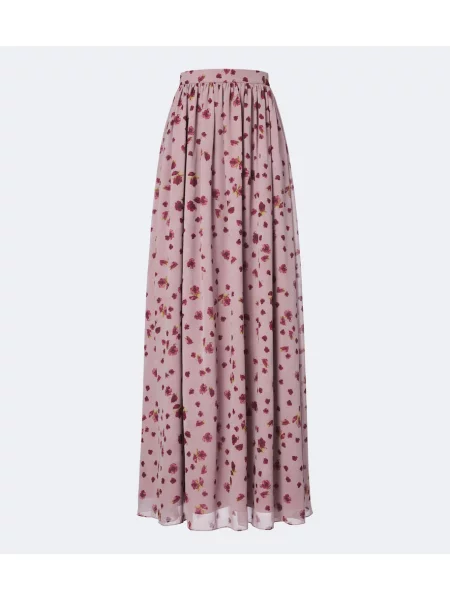 Fusta maxi Markarian din șifon cu model floral roz
