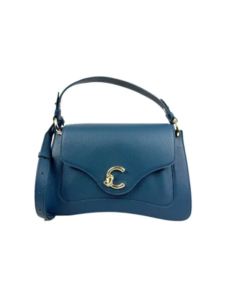 Torba Coccinelle skórzana niebieska