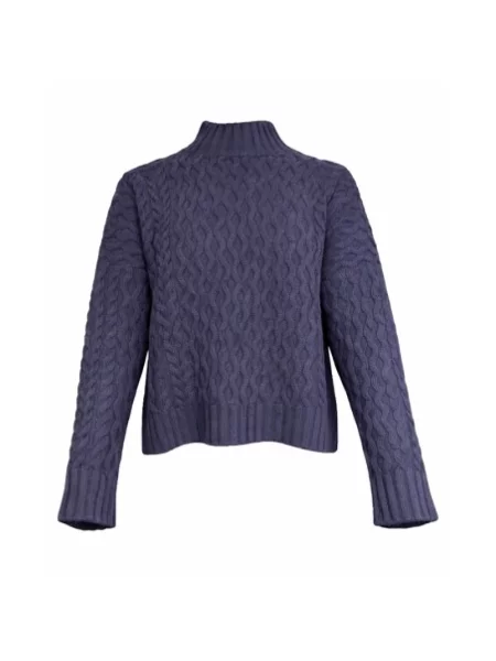 Sweter Weekend Max Mara wełniany z długim rękawem niebieski