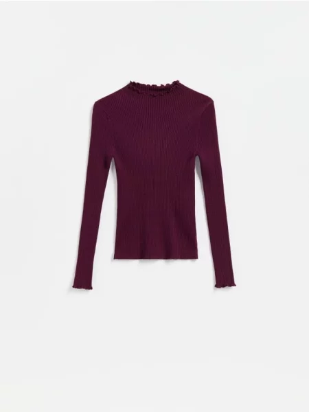 Reserved Pulover din tricot striat cu conținut ridicat de violet-închis violet