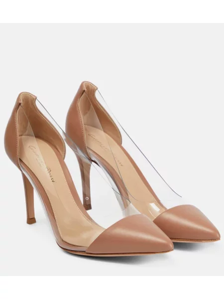 Кожени полуотворени обувки Gianvito Rossi бежово