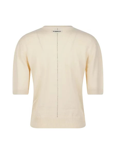 Sweter Pinko z krótkim rękawem beżowy