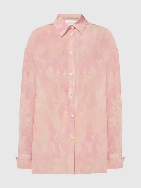 Блуза із шовку PERLE в квітковий принт Max Mara Sportmax рожева