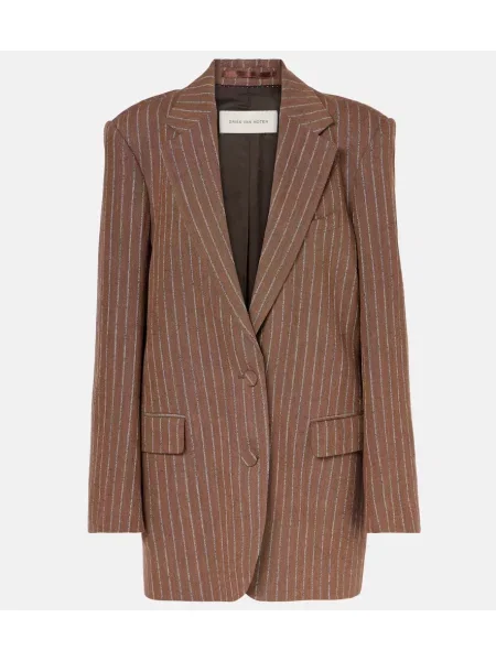 Sacou Dries Van Noten de in cu dungi maro