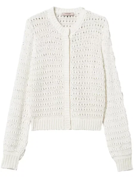 Dzianinowy kardigan Twinset z cekinami biały