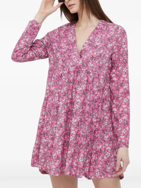 Rochie Benetton cu model floral cu decolteu în V roz