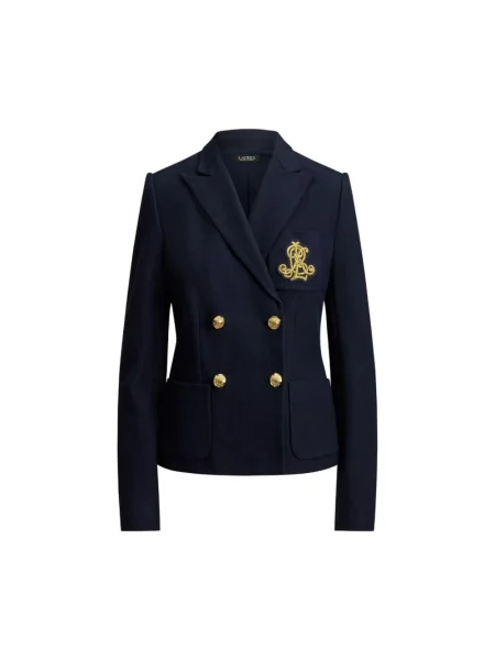 Żakiet o kroju regular fit z mieszanki bawełny Lauren Ralph Lauren niebieska