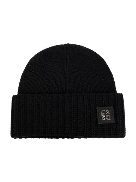Czapka Dsquared2 wełniana z logo czarna