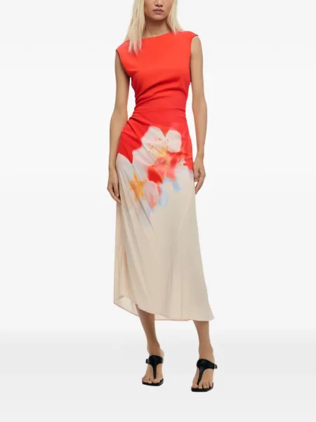 Rochie midi Desigual cu model floral cu imagine roșu