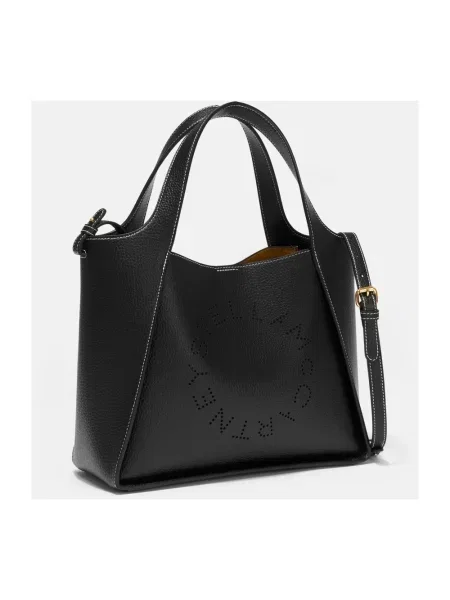 Torebka Stella Mccartney z logo skórzana czarna