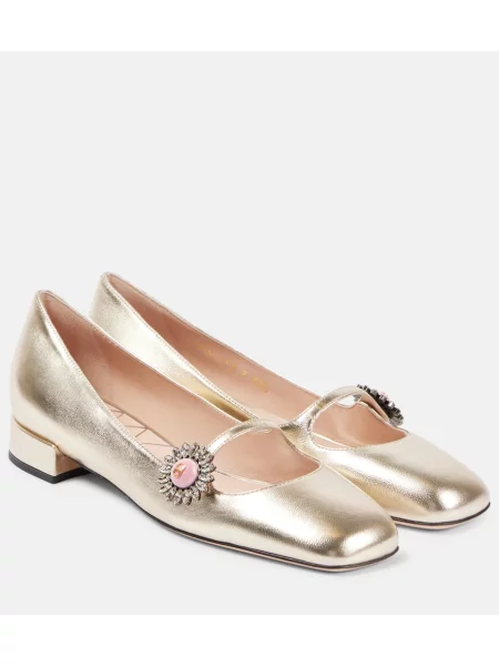 Pantofi cu toc Valentino Garavani din piele auriu