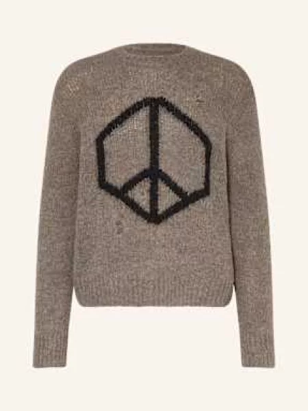 AllSaints sweter z dodatkiem wełny MESSAGE lekki szary