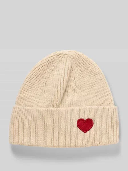 Czapka z dzianiny z wyhaftowanym motywem model ‘Happy Heart’ Kurt Beines beżowa