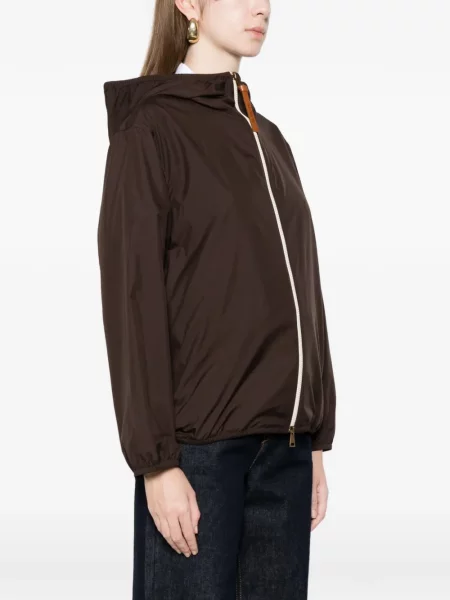 Geacă bomber Moncler cu glugă maro