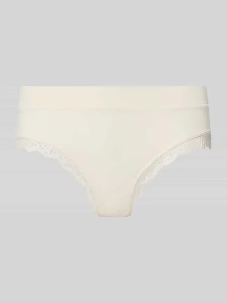 Figi o kroju slim fit z obszyciem koronką Schiesser białe