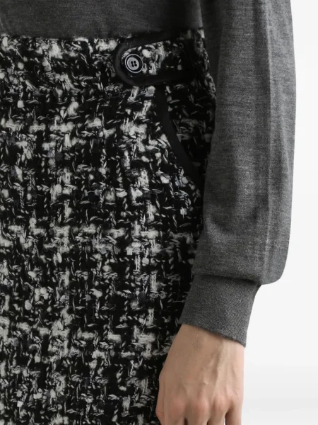 Fustă midi Dolce & Gabbana în carouri din tweed până la genunchi negru