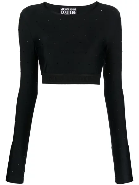 Top Versace Jeans Couture de cristal negru