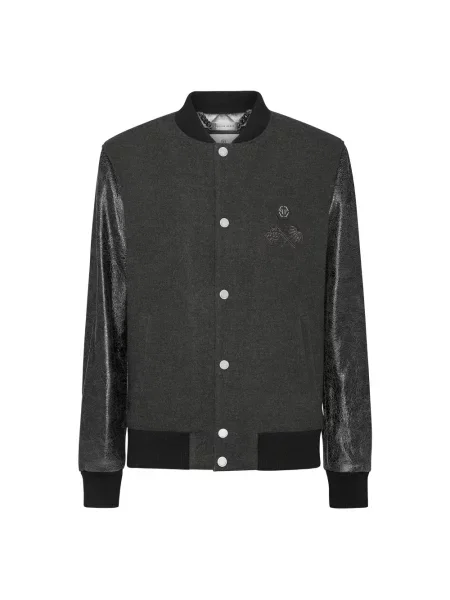 Kurtka bomber Philipp Plein wełniany czarny