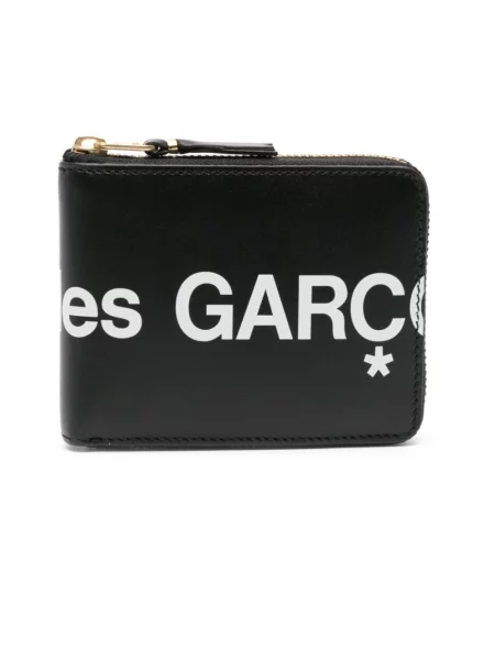 Portfel Comme Des Garcons skórzany z nadrukiem czarny