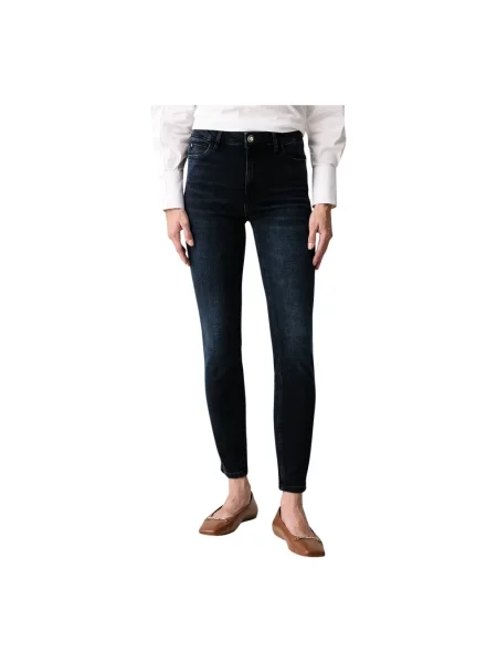 Skinny jeansy skinny Guess niebieskie