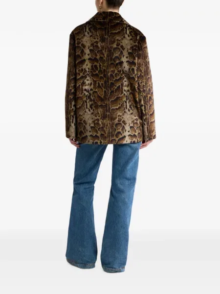 Decupat palton Etro de catifea cu model leopard maro
