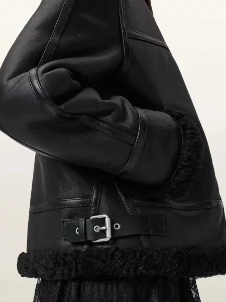 Кожаная куртка Allsaints черная