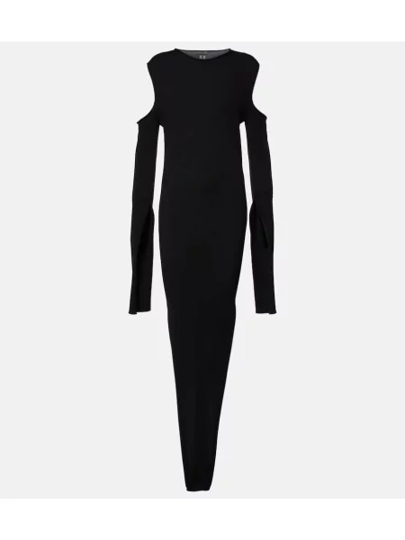 Rochie maxi Rick Owens de lână de costum negru