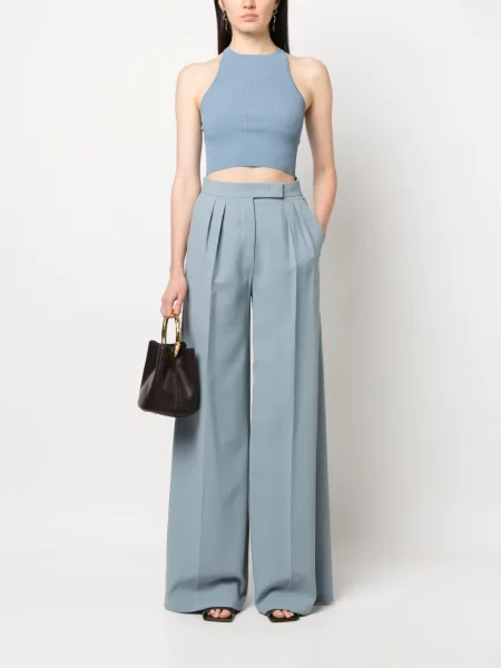 Megzta marškinėliai be rankovių Max Mara mėlyna