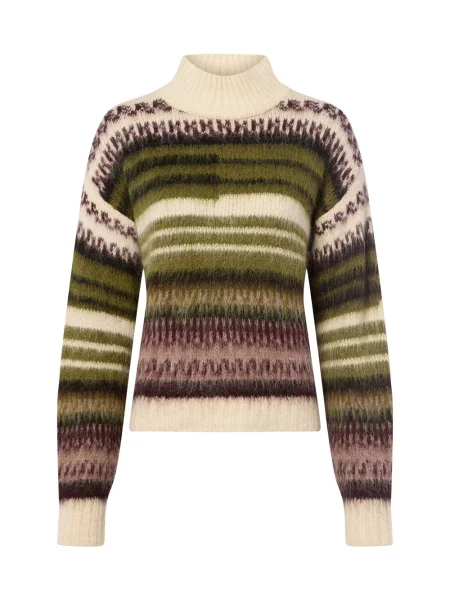 More & More Sweter z dzianiny Kobiety biały|zielony|lila wzorzysty 42 biały