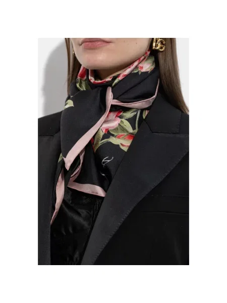 Chusta Dolce And Gabbana z nadrukiem z twillu czarna