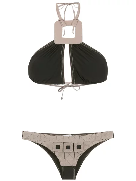 Bikini Amir Slama cu imprimeu geometric negru