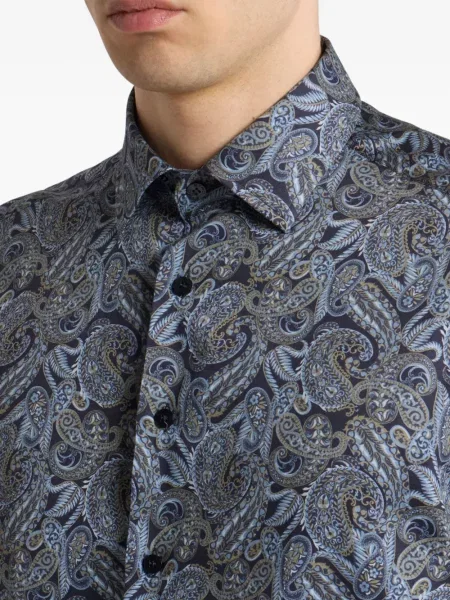 Риза Etro с принт с пейсли десен синьо