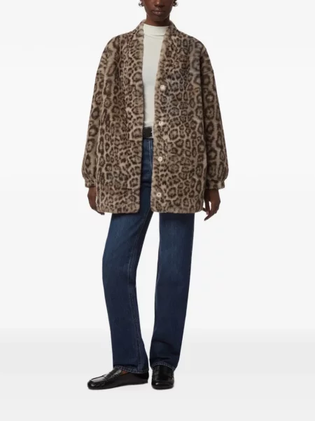 Palton de blană Apparis cu imagine cu model leopard cu blană