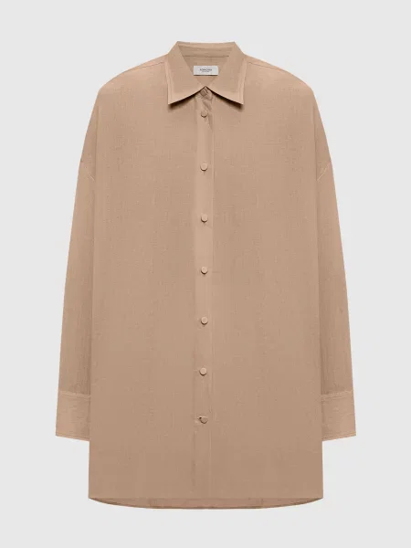 Сорочка з льону Agnona коричнева