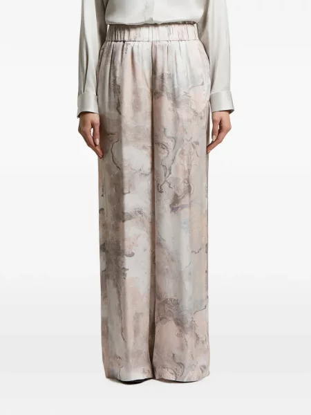Pantaloni palazzo Peserico cu imagine cu imprimeu abstract roz