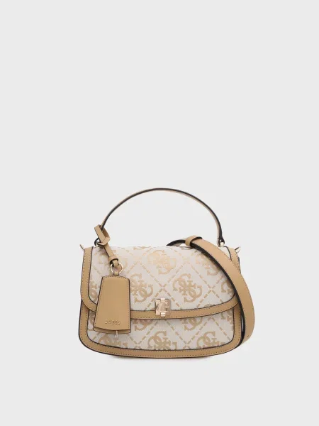 Сумка Guess з принтом бежева