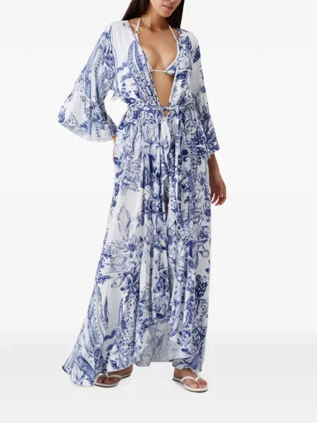 Rochie maxi Melissa Odabash cu model floral cu imagine alb