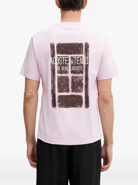 Scurt tricou Lacoste cu imagine roz