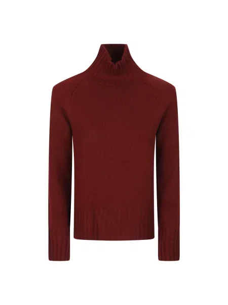 Sweter z golfem Max Mara wełniany do golfa czerwony