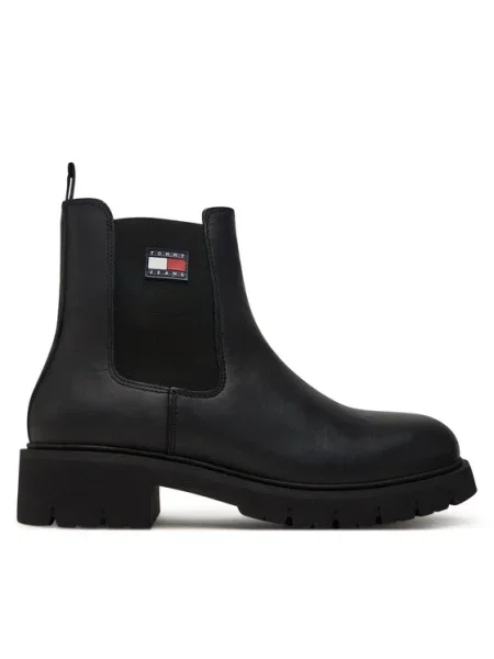Tommy Jeans Ghete Jodhpur Tjw Chelsea Leather Boot negru