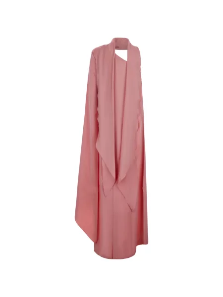 Rochie maxi Solace London drapată cu un umăr gol roz