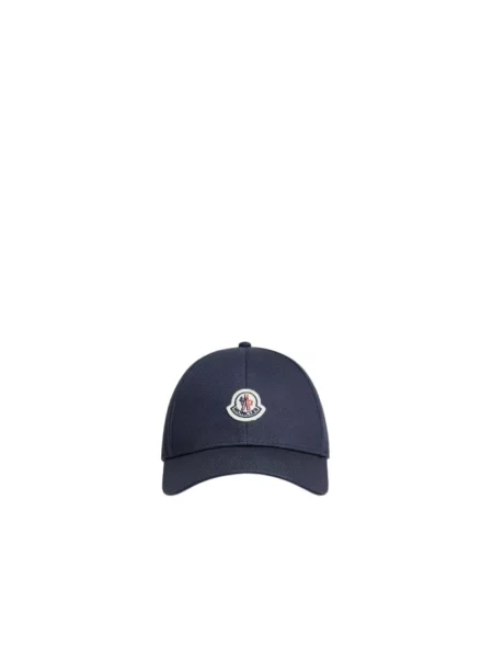 Czapka z daszkiem Moncler z twillu z logo niebieska
