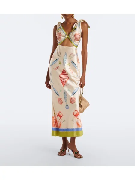 Rochie maxi Retrofete din satin cu imagine