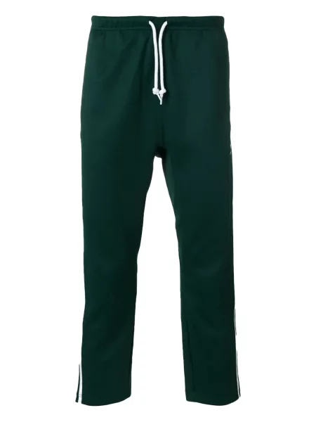 Legginsy Adidas do biegania z nadrukiem z dekoltem w serek czerwone