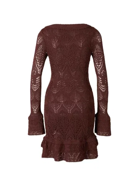 Rochie mini Staud tricotate cu volane maro