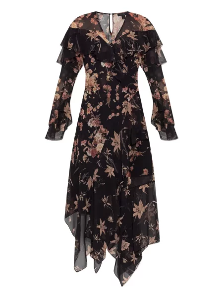 Rochie midi Allsaints cu model floral cu imagine până la genunchi negru